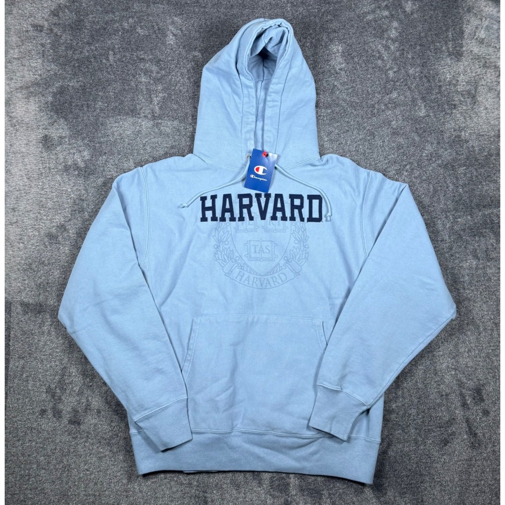 Champion Reverse Weave Harvard School Seal Hoodie NWT Large Blue Collegiate